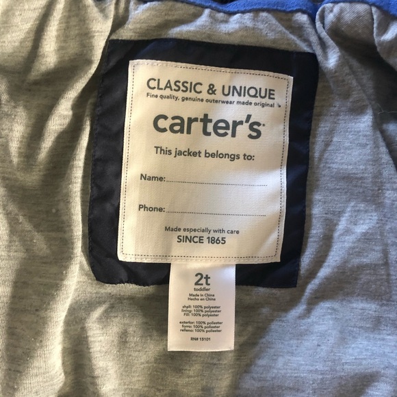 CARTERS puffer jacket 2T - Picture 4 of 6